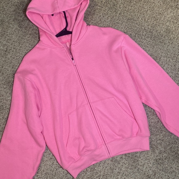 SKIMS Bubblegum Cotton Fleece Zip Up Hoodie - Picture 7 of 7